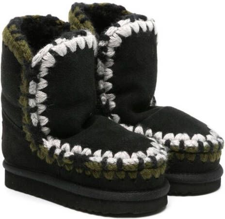 Mou Kids Eskimo snowboots met contrasterend stiksel Zwart