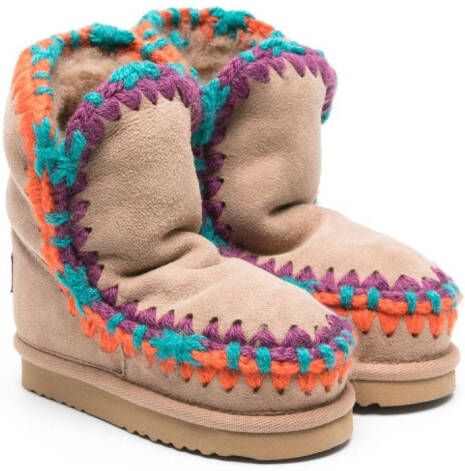 Mou Kids Eskimo Overstitching suède laarzen Beige
