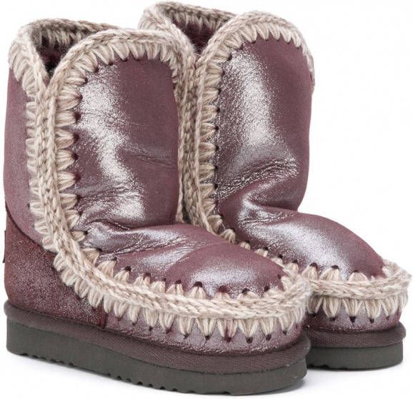 Mou Kids Metallic enkellaarzen Paars