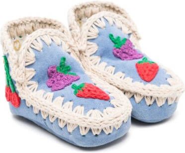 Mou Kids Summer Eskimo laarzen met gehaakt detail Blauw
