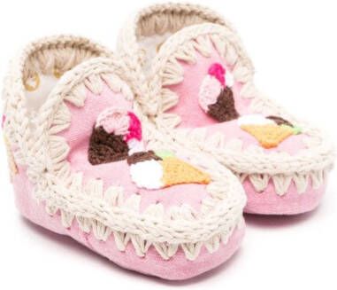 Mou Kids Summer Eskimo laarzen met gehaakt detail Roze