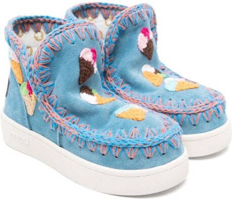 Mou Kids Summer Eskimo suède sneakers Blauw