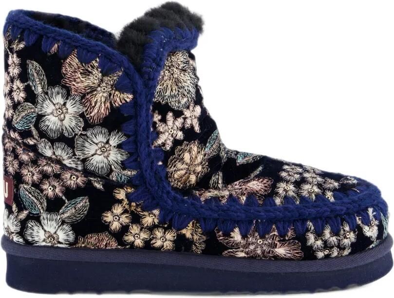 Mou 18 Eskimo laarzen met botanisch borduurwerk Blauw