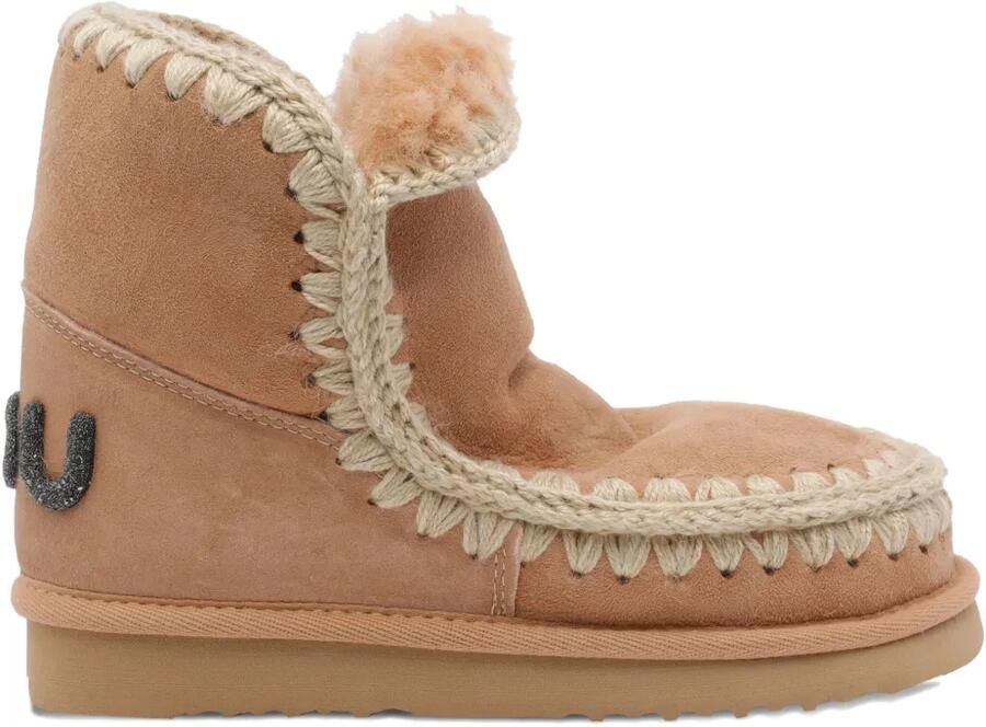 Mou 18 suède laarzen met applicatie Beige