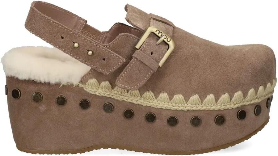 Mou 67 mm muiltjes met studs Beige