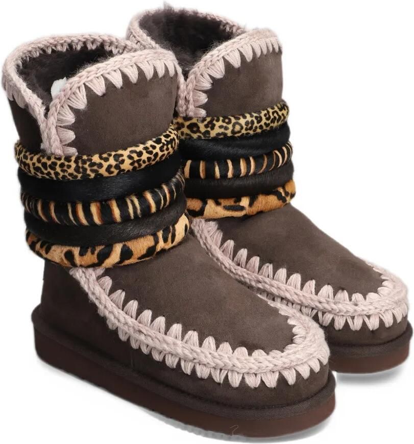Mou animal-print blanket-stitch boots Bruin - Foto 2