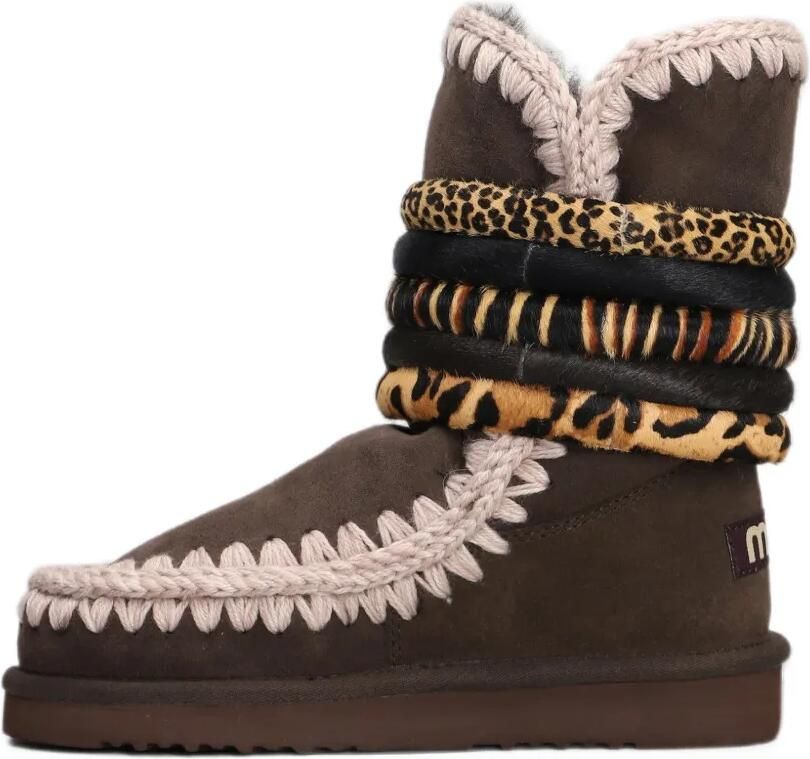 Mou animal-print blanket-stitch boots Bruin - Foto 4