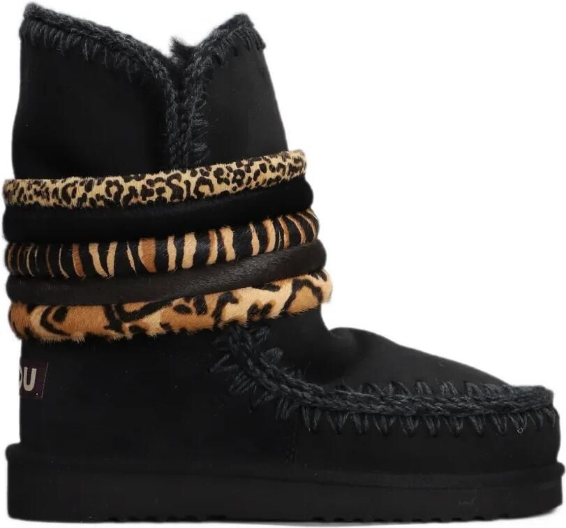 Mou animal-print blanket-stitch boots Zwart