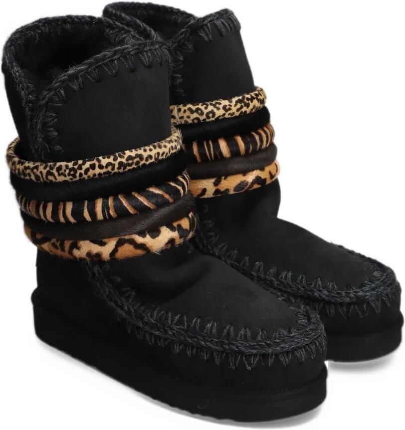 Mou animal-print blanket-stitch boots Zwart - Foto 3