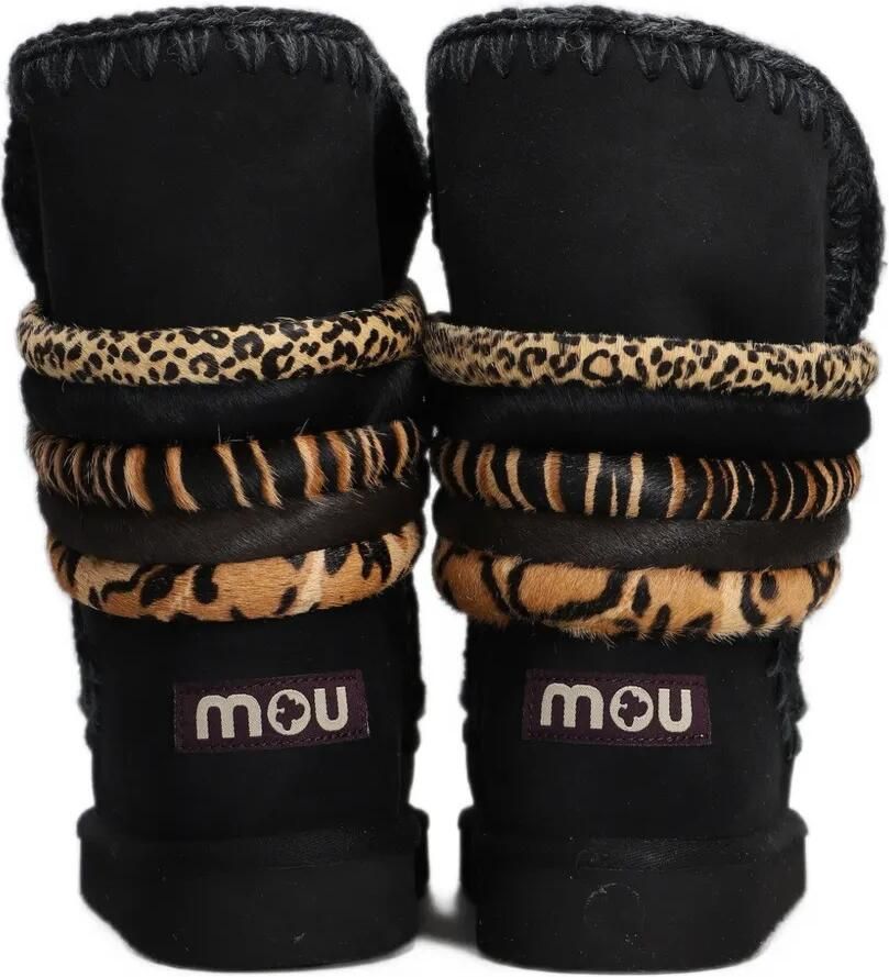 Mou animal-print blanket-stitch boots Zwart - Foto 2