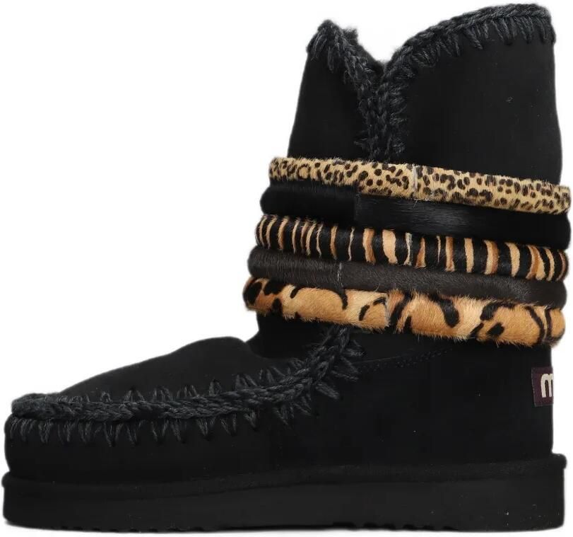 Mou animal-print blanket-stitch boots Zwart - Foto 4