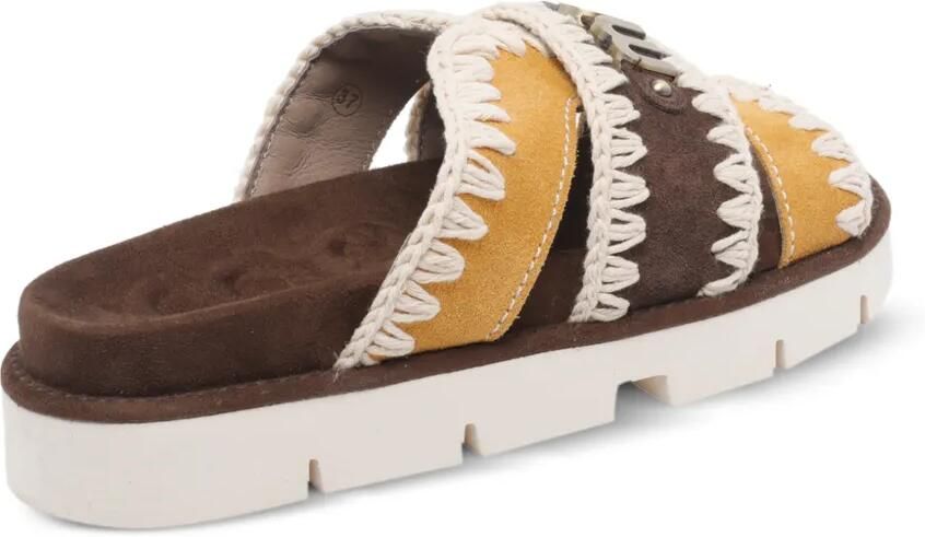 Mou Bio sandalen met gehaakte afwerking en logoplakkaat Bruin - Foto 3