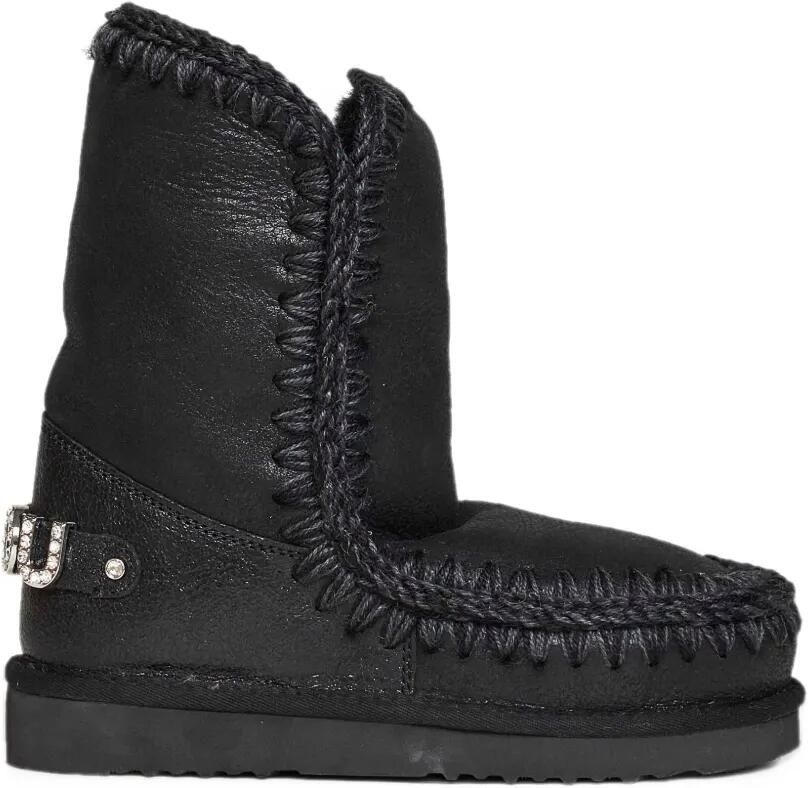 Mou crochet-stitch sheepskin snow boots Zwart