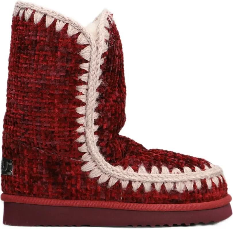 Mou crochet-trim bouclé ankle boots Rood