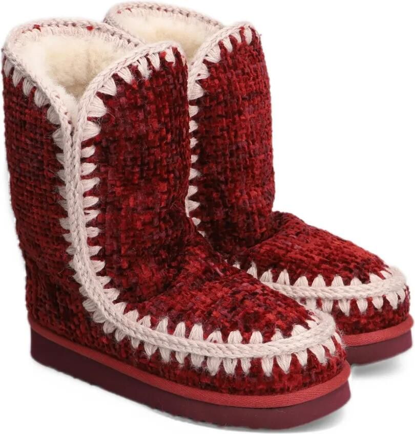 Mou crochet-trim bouclé ankle boots Rood - Foto 3