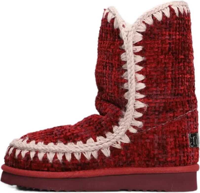 Mou crochet-trim bouclé ankle boots Rood - Foto 4