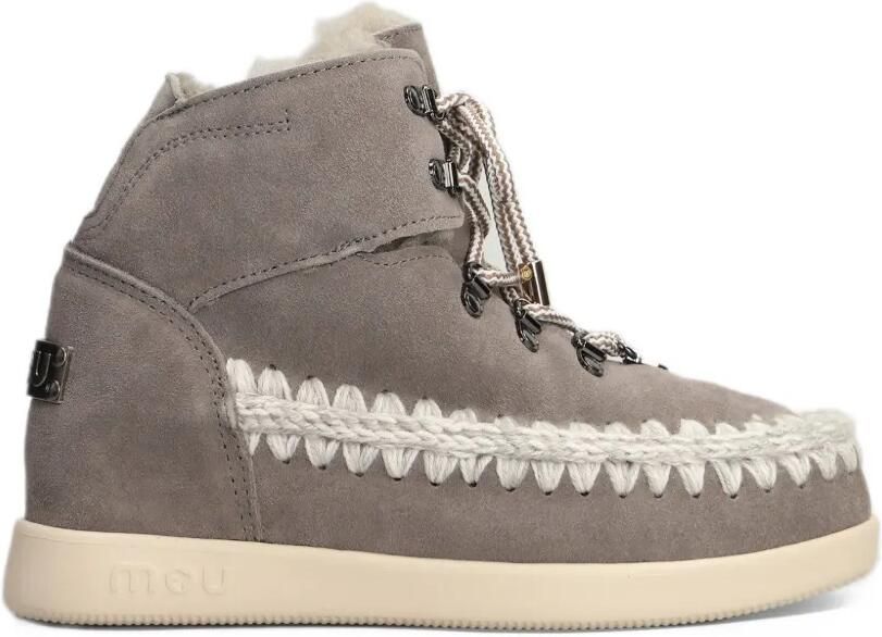 Mou crochet-trim lace-up ankle boots Grijs