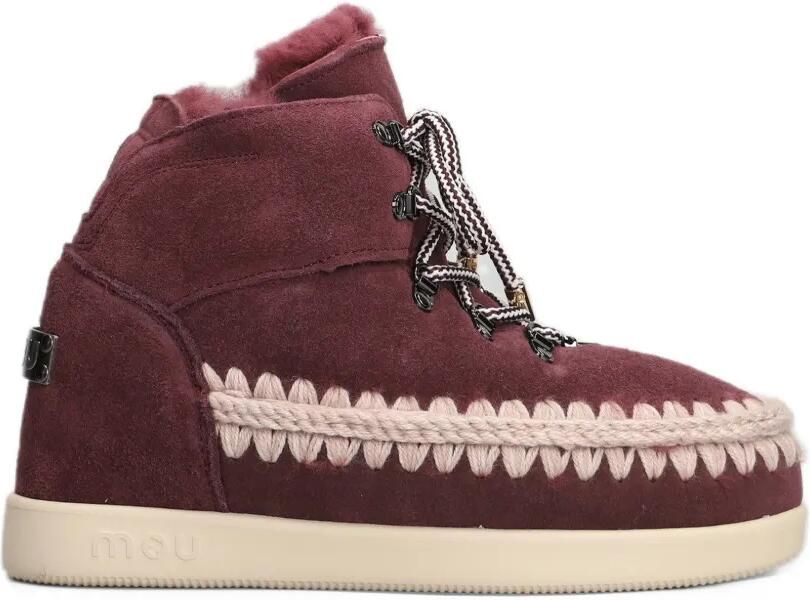 Mou crochet-trim lace-up boots Rood