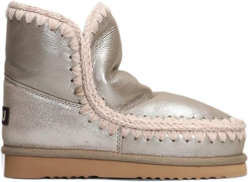 Mou crochet-trim metallic ankle boots Zilver