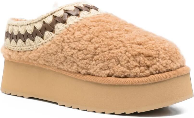 Mou crochet-trim shearling mules Beige - Foto 2