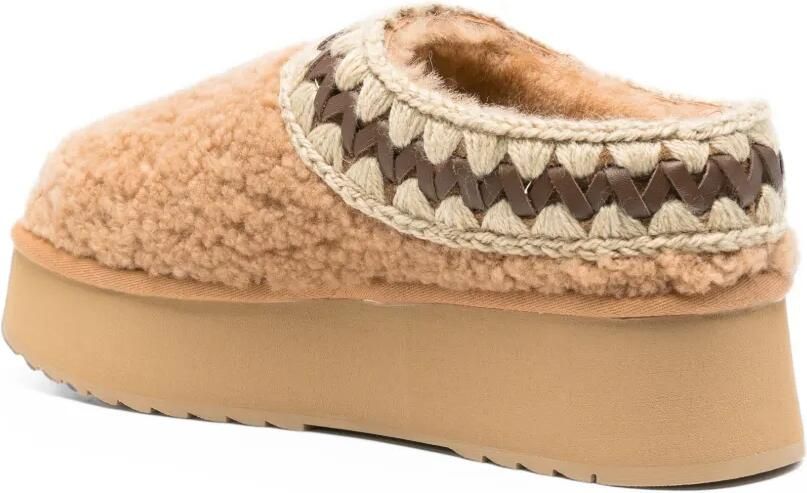 Mou crochet-trim shearling mules Beige - Foto 3