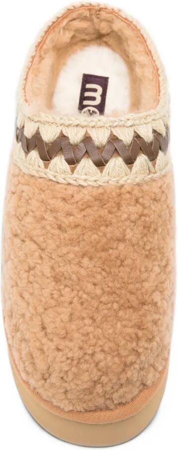 Mou crochet-trim shearling mules Beige - Foto 4