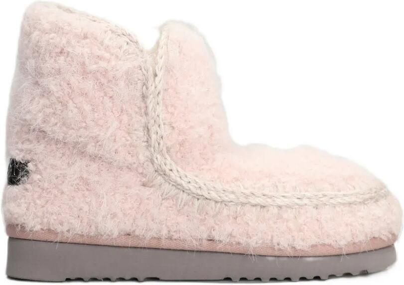 Mou crochet-trim sheepskin boots Roze