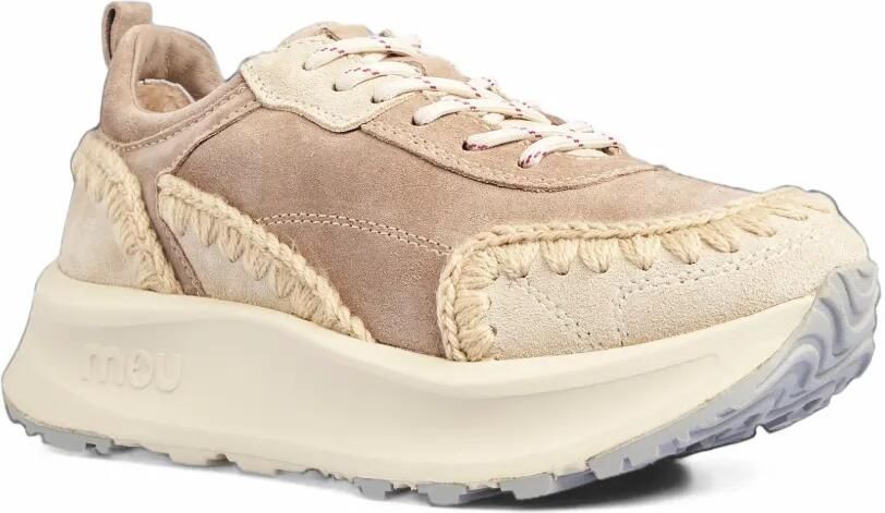 Mou crochet-trim suede sneakers Bruin - Foto 3