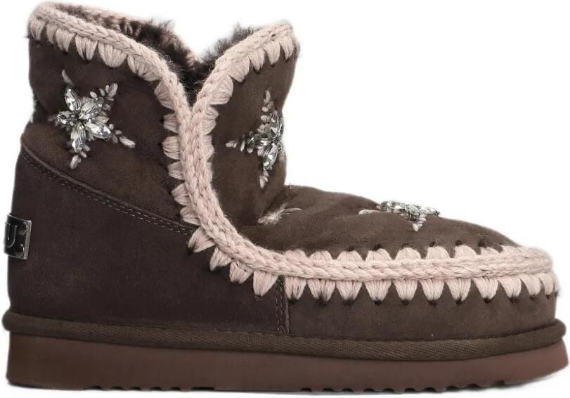 Mou crystal-embellished crochet-trim ankle boots Bruin