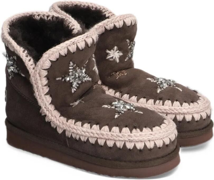 Mou crystal-embellished crochet-trim ankle boots Bruin - Foto 3