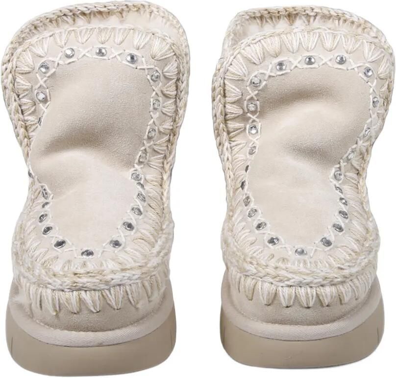 Mou crystal-embellished crochet-trim boots Beige - Foto 2