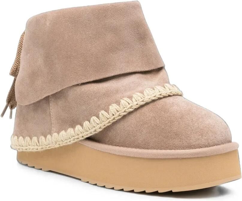 Mou Enkellaarzen met gehaakte afwerking Beige - Foto 2