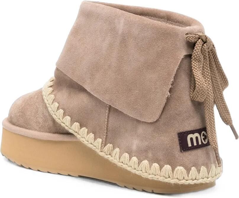Mou Enkellaarzen met gehaakte afwerking Beige - Foto 3