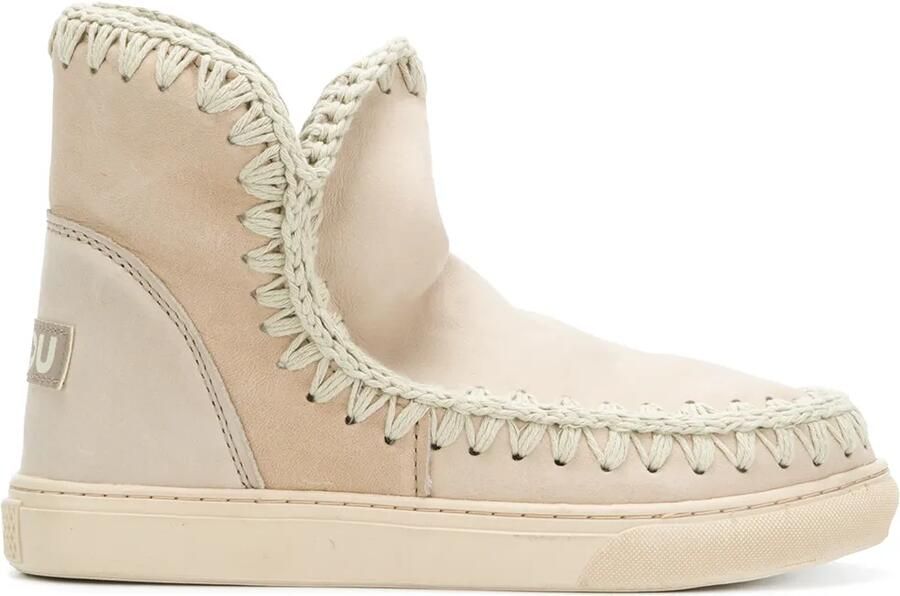 Mou enkellaarzen met stiksels Beige