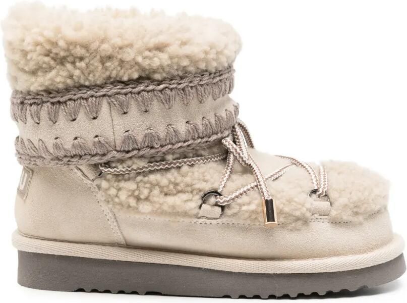 Mou Eskimo 18 enkellaarzen met gehaakte afwerking Beige