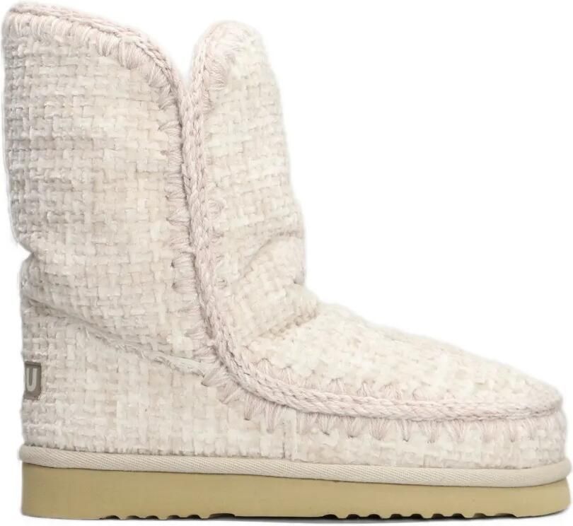 Mou Eskimo 24 crochet-stitch woven boots Beige