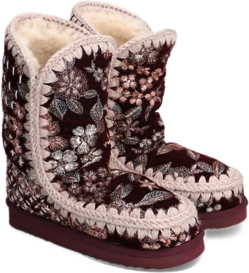 Mou Eskimo 24 floral-embroidered crochet-trim ankle boots Rood - Foto 3