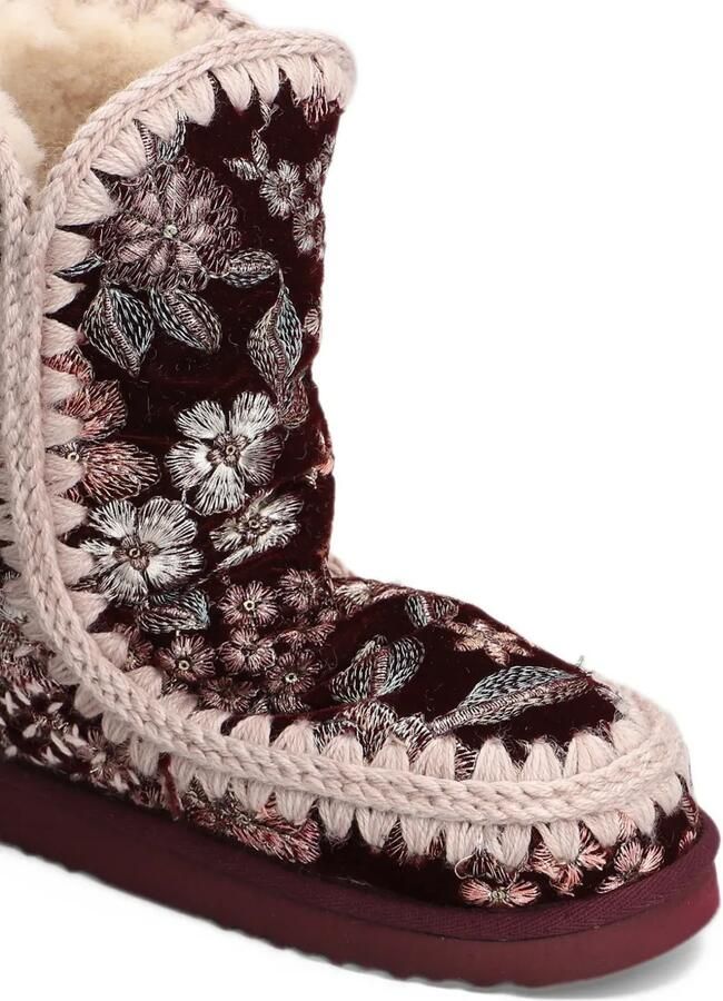 Mou Eskimo 24 floral-embroidered crochet-trim ankle boots Rood - Foto 5