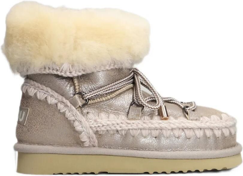 Mou Eskimo 24 shearling-trim lace-up boots Beige
