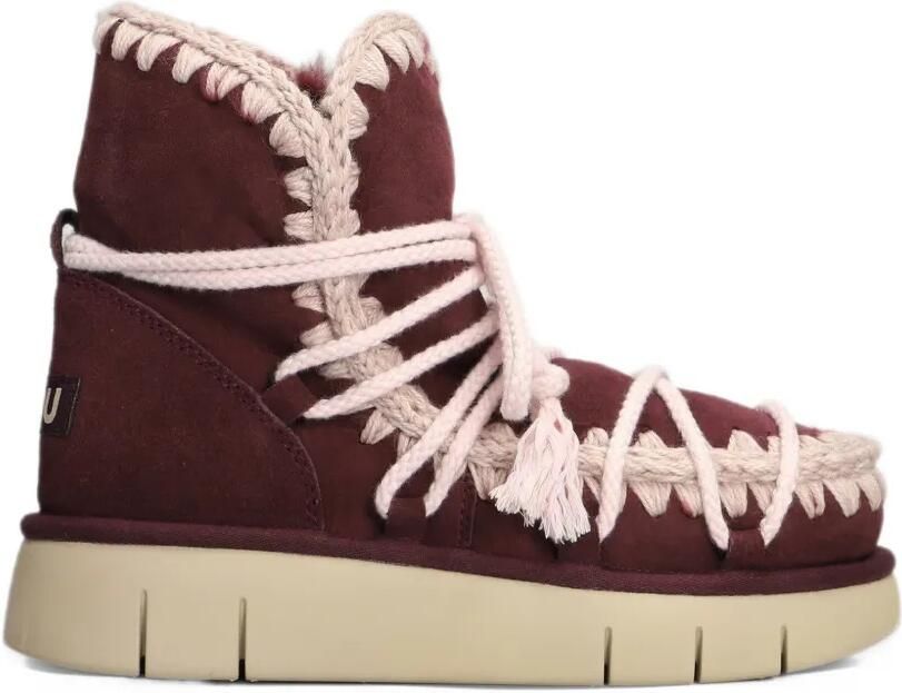 Mou Eskimo Bounce crochet-trim lace-up boots Rood