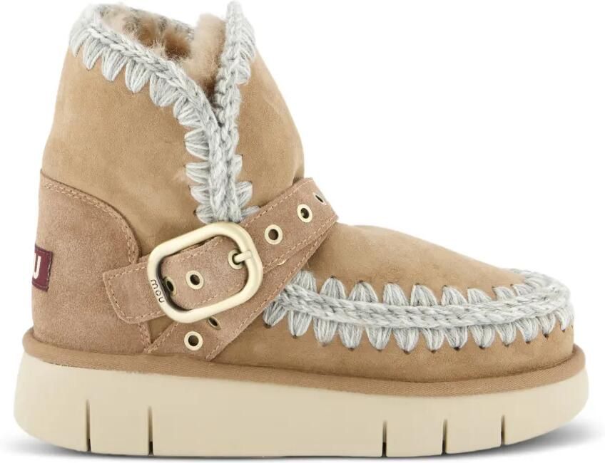 Mou Eskimo Bounce laarzen met gehaakte afwerking en gesp Beige