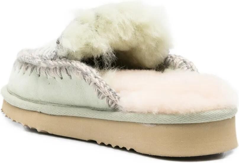 Mou Eskimo crochet-trim sheepskin slippers Groen - Foto 2