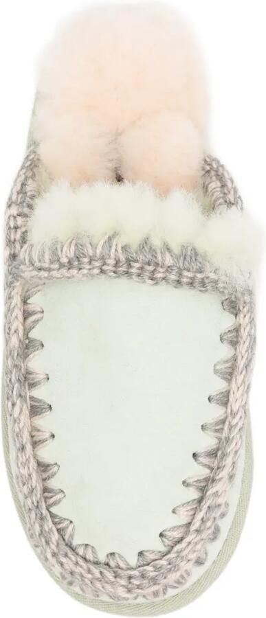 Mou Eskimo crochet-trim sheepskin slippers Groen - Foto 4