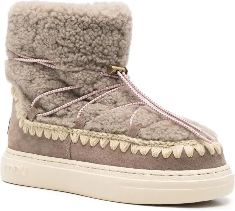 Mou Eskimo enkellaarzen met lammy en gehaakte afwerking Beige - Foto 3