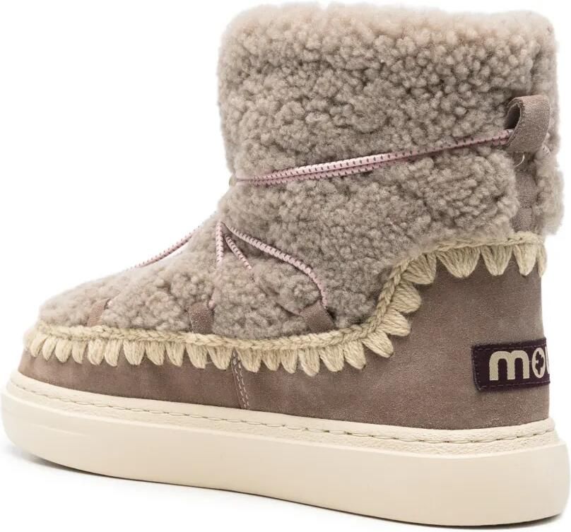 Mou Eskimo enkellaarzen met lammy en gehaakte afwerking Beige - Foto 2
