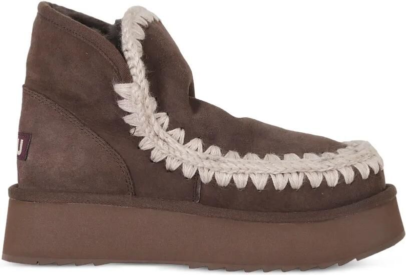Mou Eskimo laarzen met plateauzool en gehaakte stiksels Bruin