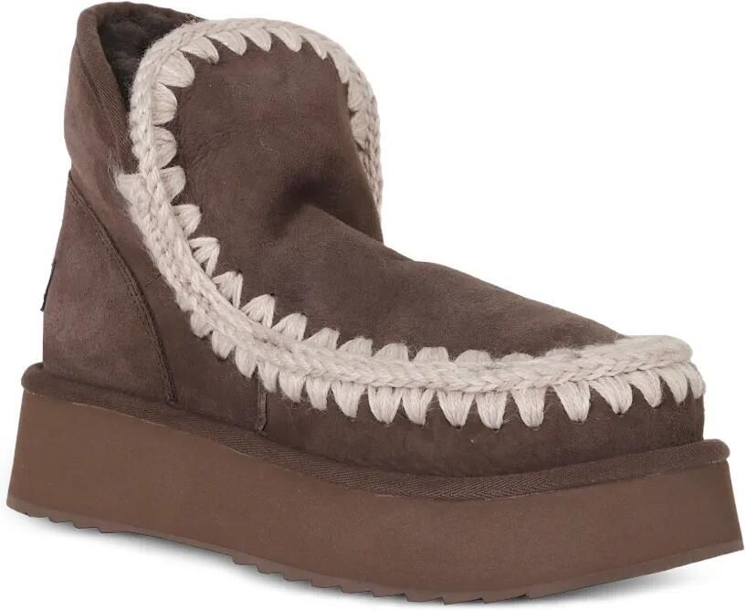 Mou Eskimo laarzen met plateauzool en gehaakte stiksels Bruin - Foto 2