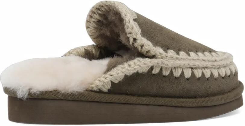 Mou Eskimo suède slippers met festonstiksels Groen - Foto 4