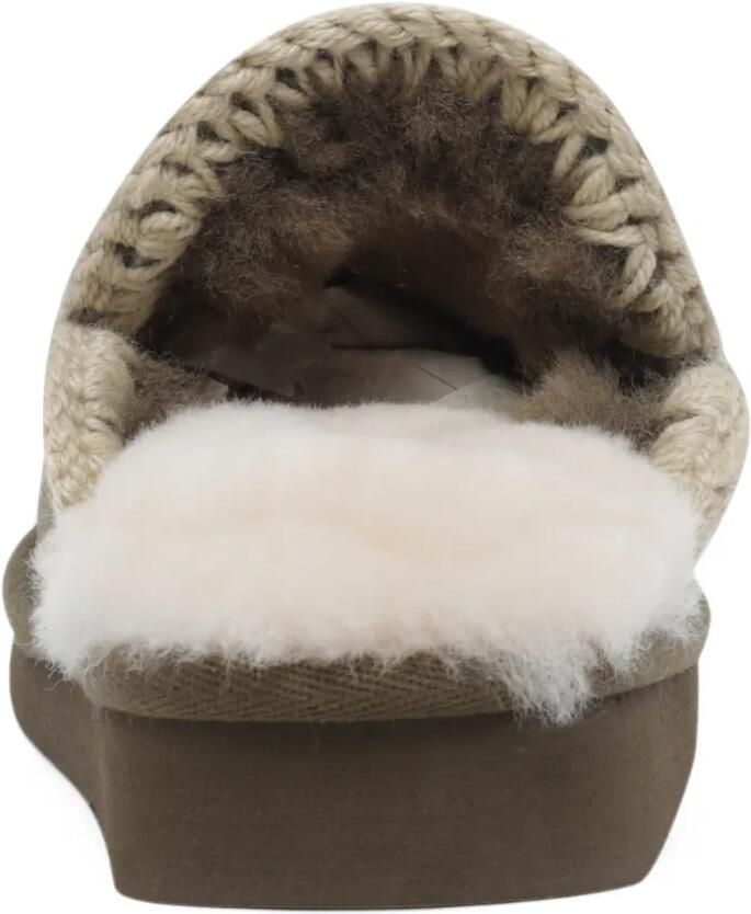 Mou Eskimo suède slippers met festonstiksels Groen - Foto 2