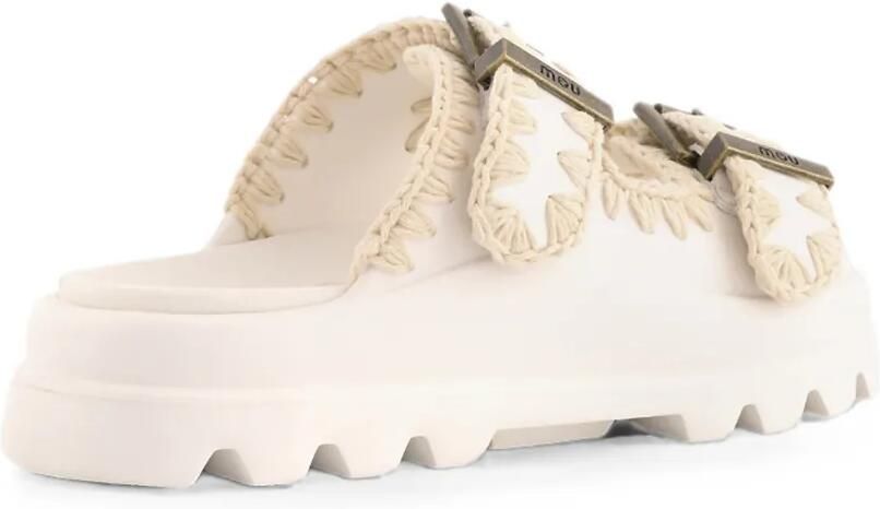 Mou Eva slippers met gehaakte afwerking en gesp Wit - Foto 3